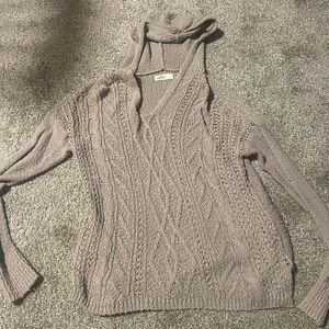 Size small tan Hollister hooded knit sweater